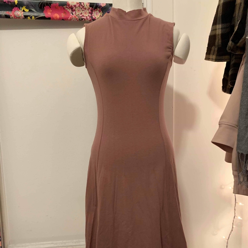 Cotton, sleeveless, mock neck dress